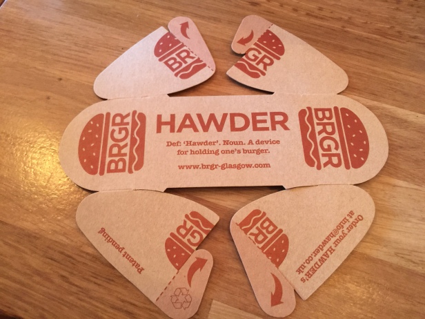 BRGR's 'hawder' for holding your messy burgers with. I was skeptical of this, but it's actually quite good!